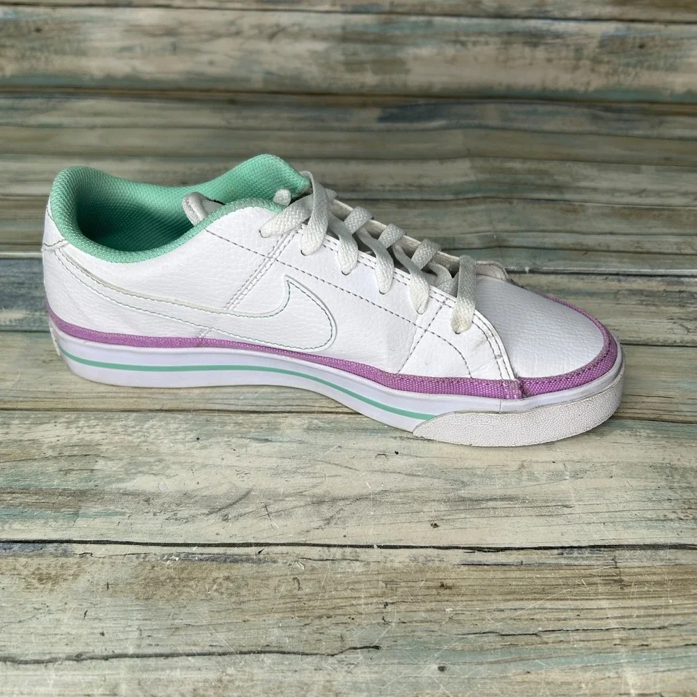 Nike White Sneakers with Mint Green and Lavender Trim